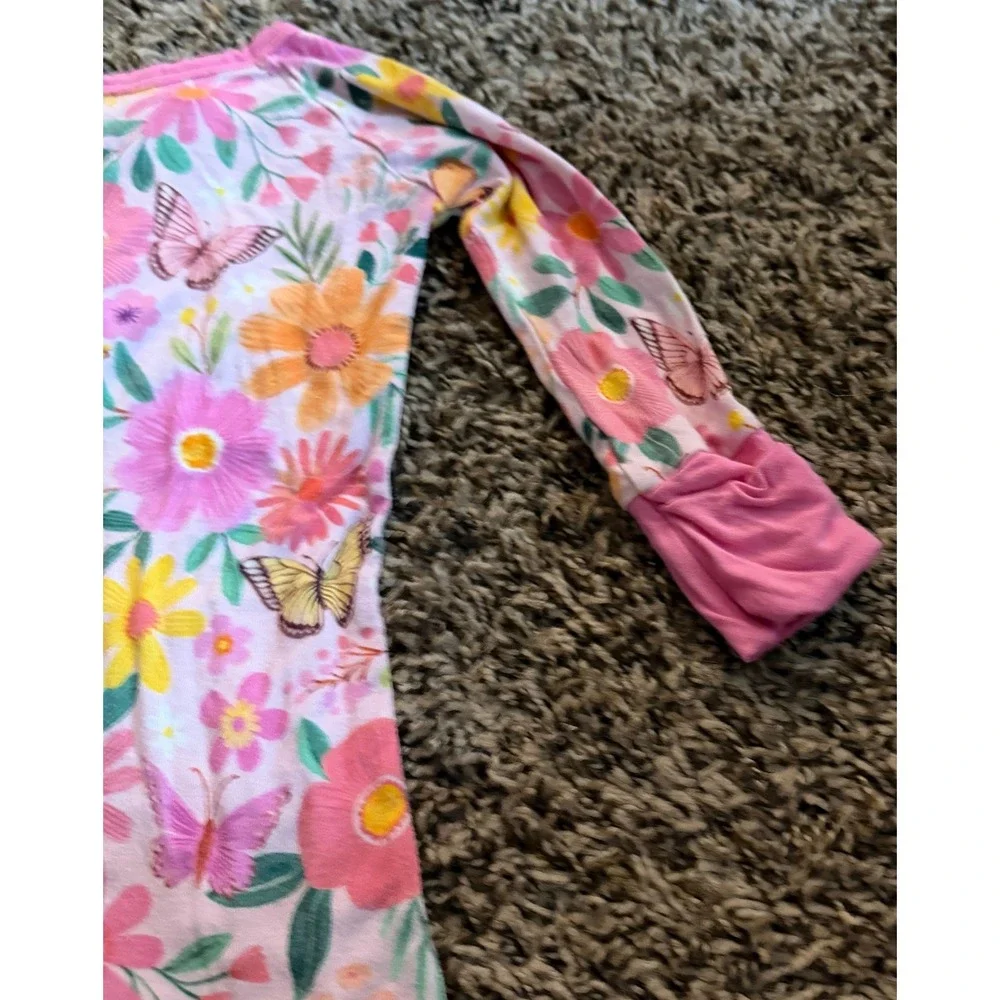 Little Sleepies-Pink Floral & Butterfly Print Zippy 3-6 Months